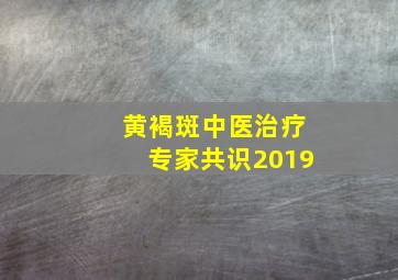 黄褐斑中医治疗专家共识2019