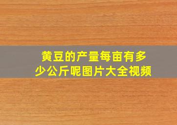 黄豆的产量每亩有多少公斤呢图片大全视频