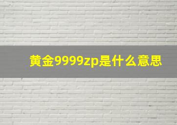 黄金9999zp是什么意思