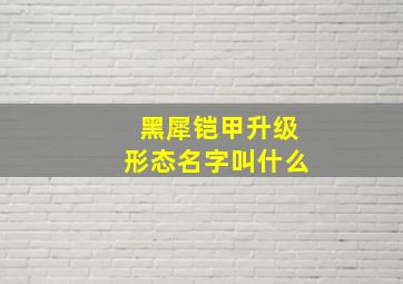 黑犀铠甲升级形态名字叫什么