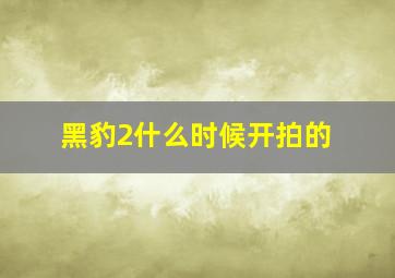 黑豹2什么时候开拍的