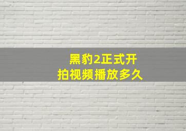 黑豹2正式开拍视频播放多久