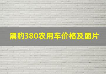 黑豹380农用车价格及图片