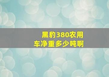 黑豹380农用车净重多少吨啊