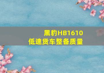 黑豹HB1610低速货车整备质量