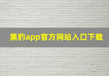 黑豹app官方网站入口下载