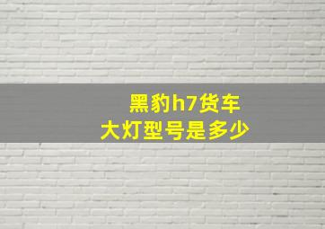 黑豹h7货车大灯型号是多少