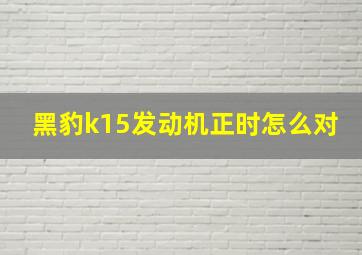 黑豹k15发动机正时怎么对