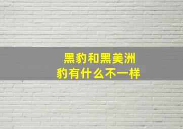 黑豹和黑美洲豹有什么不一样