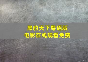 黑豹天下粤语版电影在线观看免费