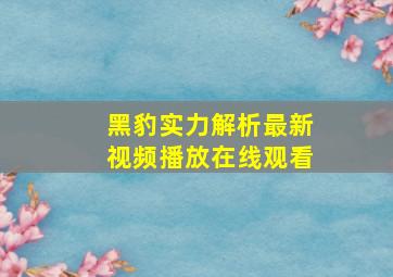 黑豹实力解析最新视频播放在线观看