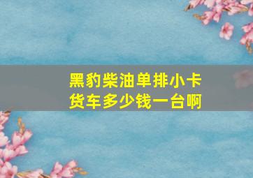 黑豹柴油单排小卡货车多少钱一台啊