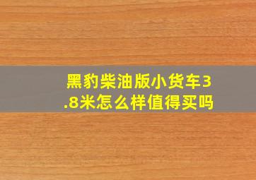 黑豹柴油版小货车3.8米怎么样值得买吗