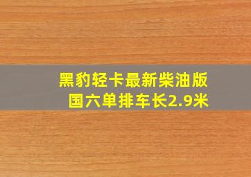 黑豹轻卡最新柴油版国六单排车长2.9米