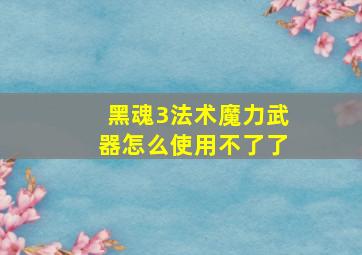 黑魂3法术魔力武器怎么使用不了了