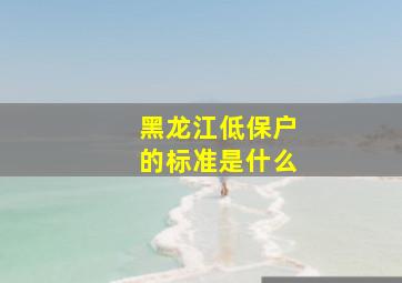 黑龙江低保户的标准是什么