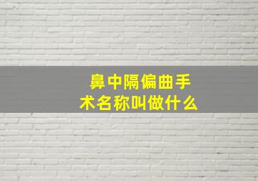 鼻中隔偏曲手术名称叫做什么