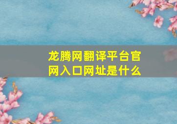 龙腾网翻译平台官网入口网址是什么