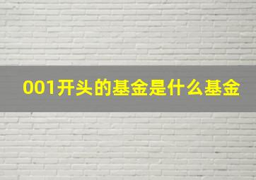 001开头的基金是什么基金