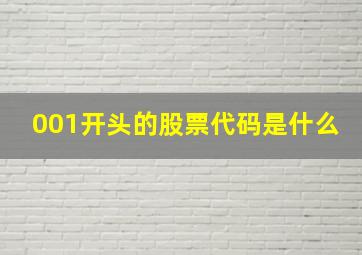 001开头的股票代码是什么