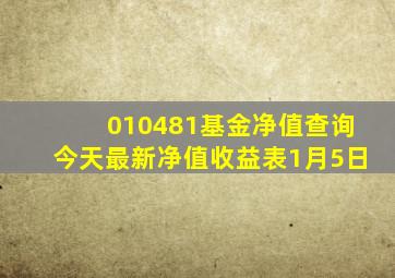 010481基金净值查询今天最新净值收益表1月5日