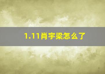 1.11肖宇梁怎么了