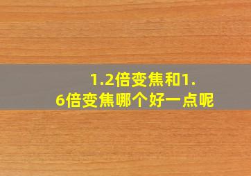 1.2倍变焦和1.6倍变焦哪个好一点呢