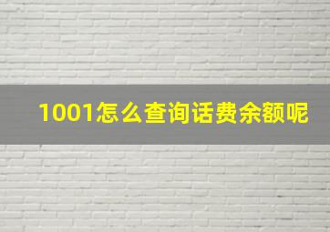 1001怎么查询话费余额呢