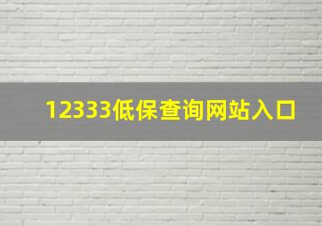 12333低保查询网站入口