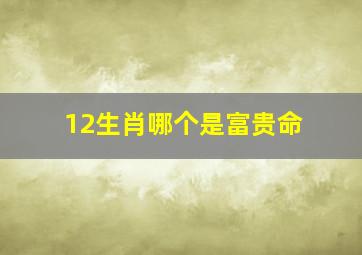 12生肖哪个是富贵命