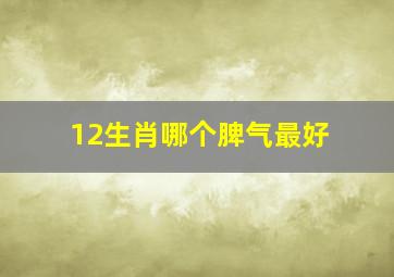 12生肖哪个脾气最好