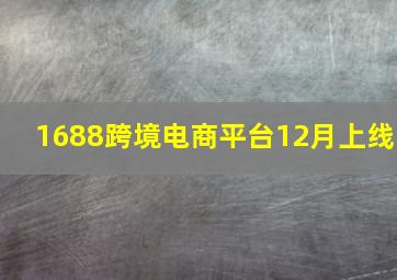 1688跨境电商平台12月上线