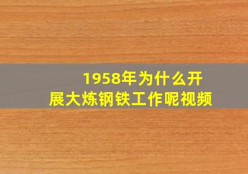 1958年为什么开展大炼钢铁工作呢视频