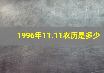 1996年11.11农历是多少