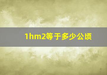 1hm2等于多少公顷