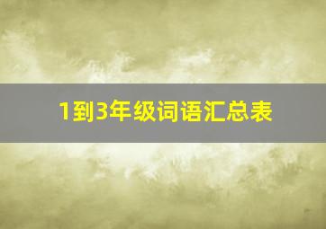 1到3年级词语汇总表