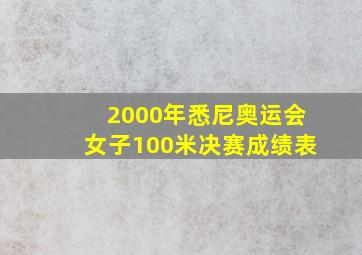 2000年悉尼奥运会女子100米决赛成绩表