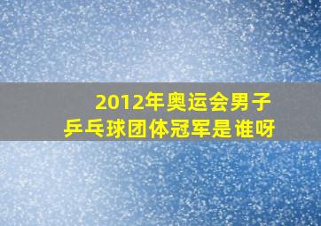 2012年奥运会男子乒乓球团体冠军是谁呀