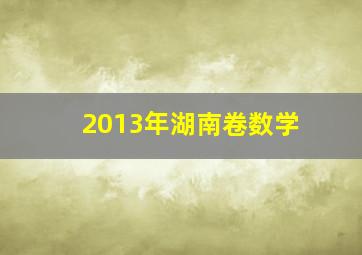 2013年湖南卷数学