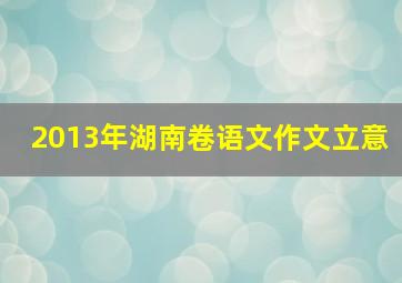 2013年湖南卷语文作文立意