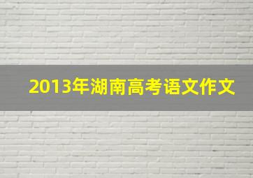 2013年湖南高考语文作文