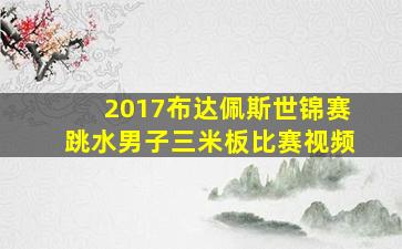 2017布达佩斯世锦赛跳水男子三米板比赛视频