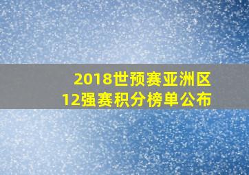 2018世预赛亚洲区12强赛积分榜单公布