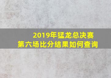 2019年猛龙总决赛第六场比分结果如何查询