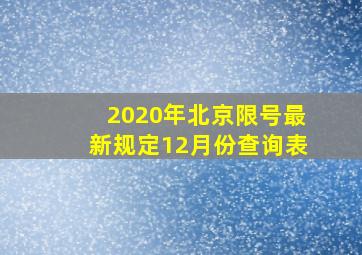 2020年北京限号最新规定12月份查询表