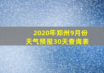 2020年郑州9月份天气预报30天查询表