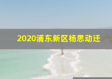 2020浦东新区杨思动迁