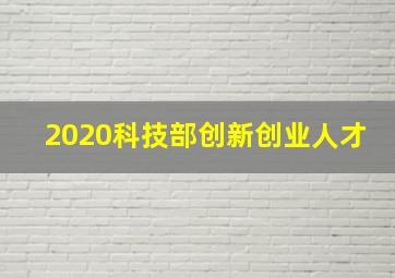 2020科技部创新创业人才