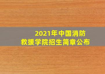 2021年中国消防救援学院招生简章公布