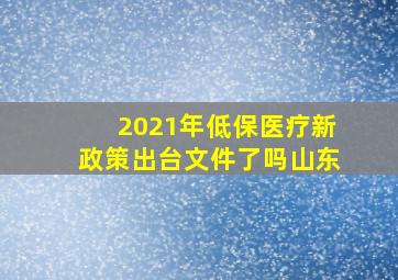 2021年低保医疗新政策出台文件了吗山东